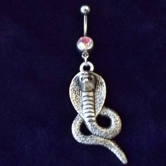 *5/35*  Handmade Egyptian King Cobra AB Belly ring 14G - Picture 3 of 4